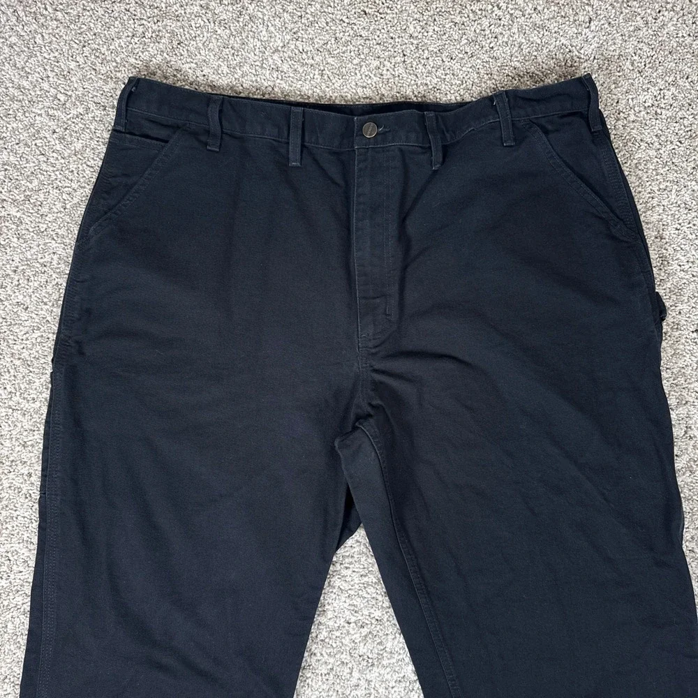 Carhartt Pants Mens 44x32 Black Loose Fit Canvas Carpenter Utility B11‎ BLK Work